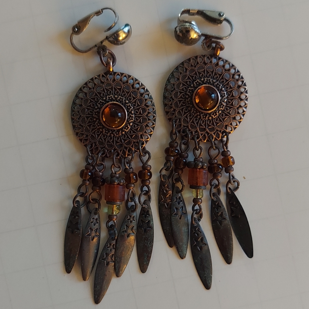 Vintage clip on dangle earrings